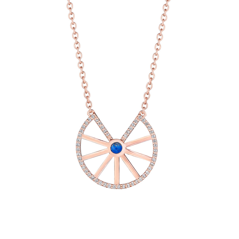 Pink gold, lapis and brilliant diamonds necklace