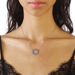 White gold, blue sapphires and brilliant diamonds necklace