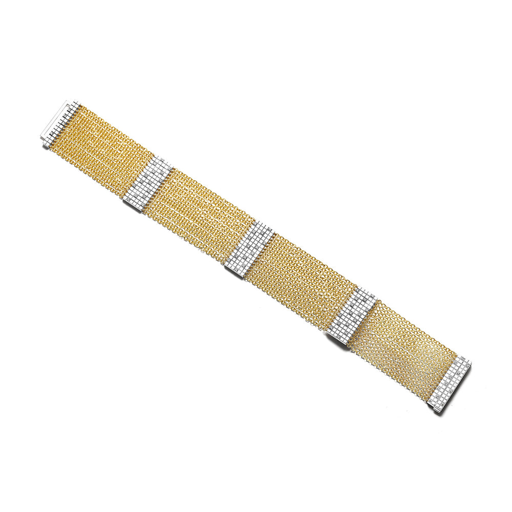 White and yellow gold combination bracelet with brilliant diamonds