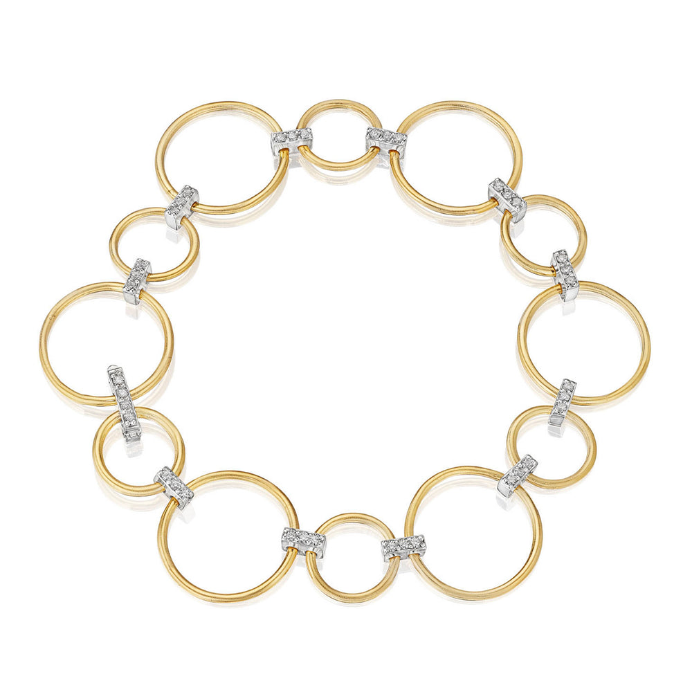 Yellow and white gold combination with brilliant diamonds bracelet