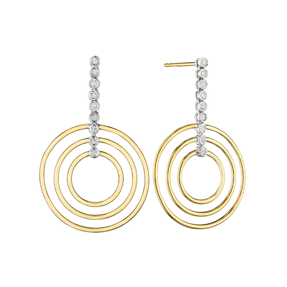 Yellow and white gold combination with brilliant diamonds earring